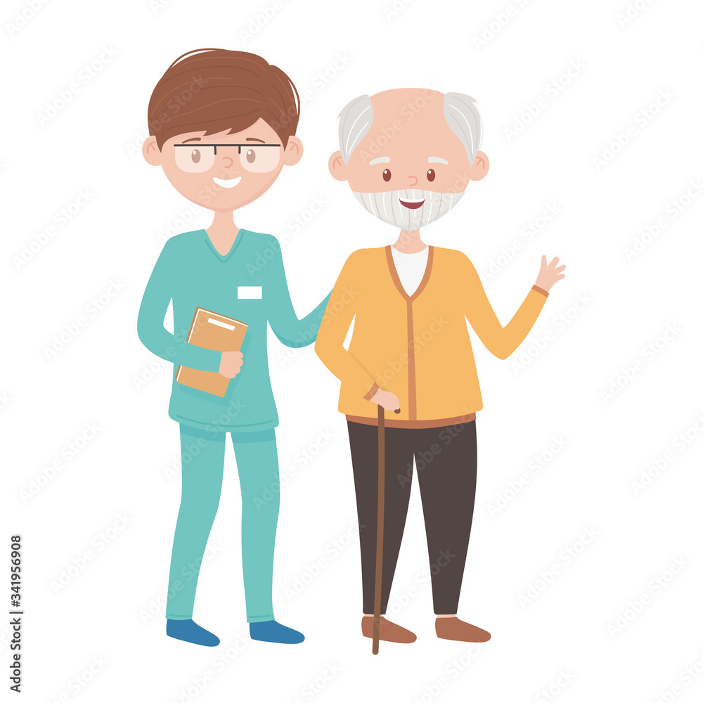 Doctor and old man vector design