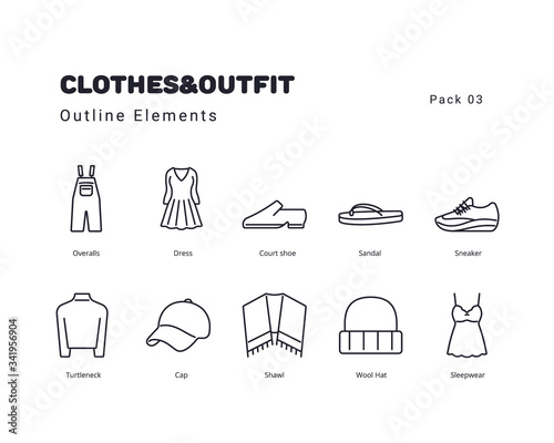 Clothes and Outfit outline style elements