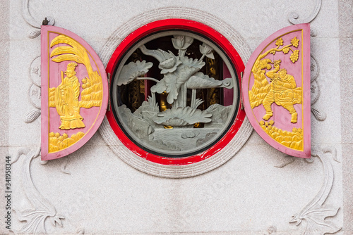 Bangkok, Thailand - March, 19, 2020 : Wat Borom Racha Kanchanapisek Anusorn(Leng nuei Yee Branch 2),A popular Chinese temple to merit. photo