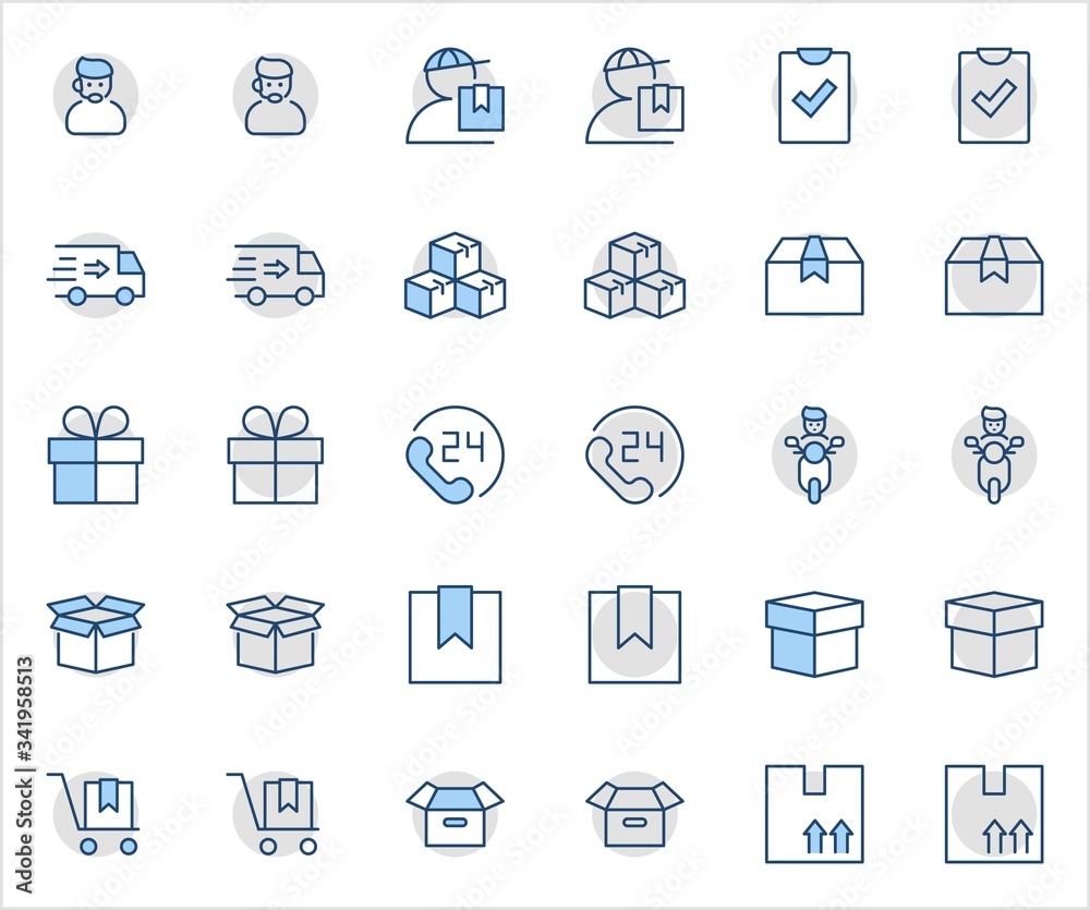 Set of Shipping vector line icon. It contains symbols to box, home and more. Editable Stroke. 32x32 pixels.