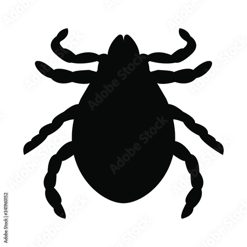 Tick insect icon, danger of bite and encephalitis. Vector stock illustration