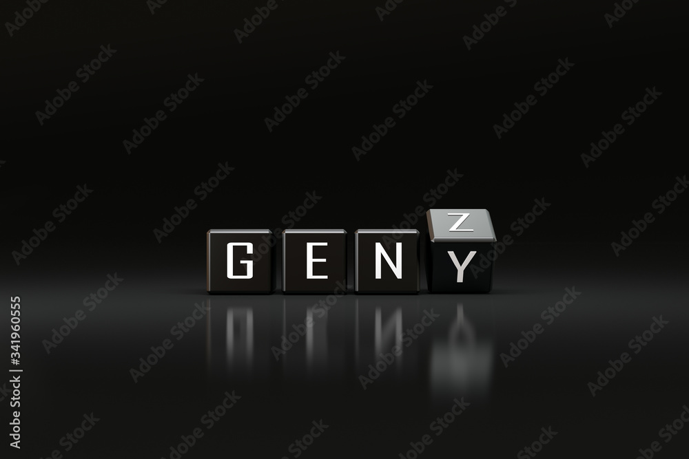 kompakt hovedvej salvie Black dice form the words GEN Y and GEN Z with Generation Concept on dark  background. Changing Words Communication. Modern Teens Young Generation.  Play Words on Dices . Realistic 3D Illustration. Stock-illustration 