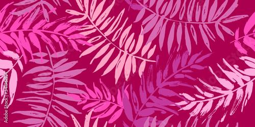 Seamless tropical pattern with palm leaves