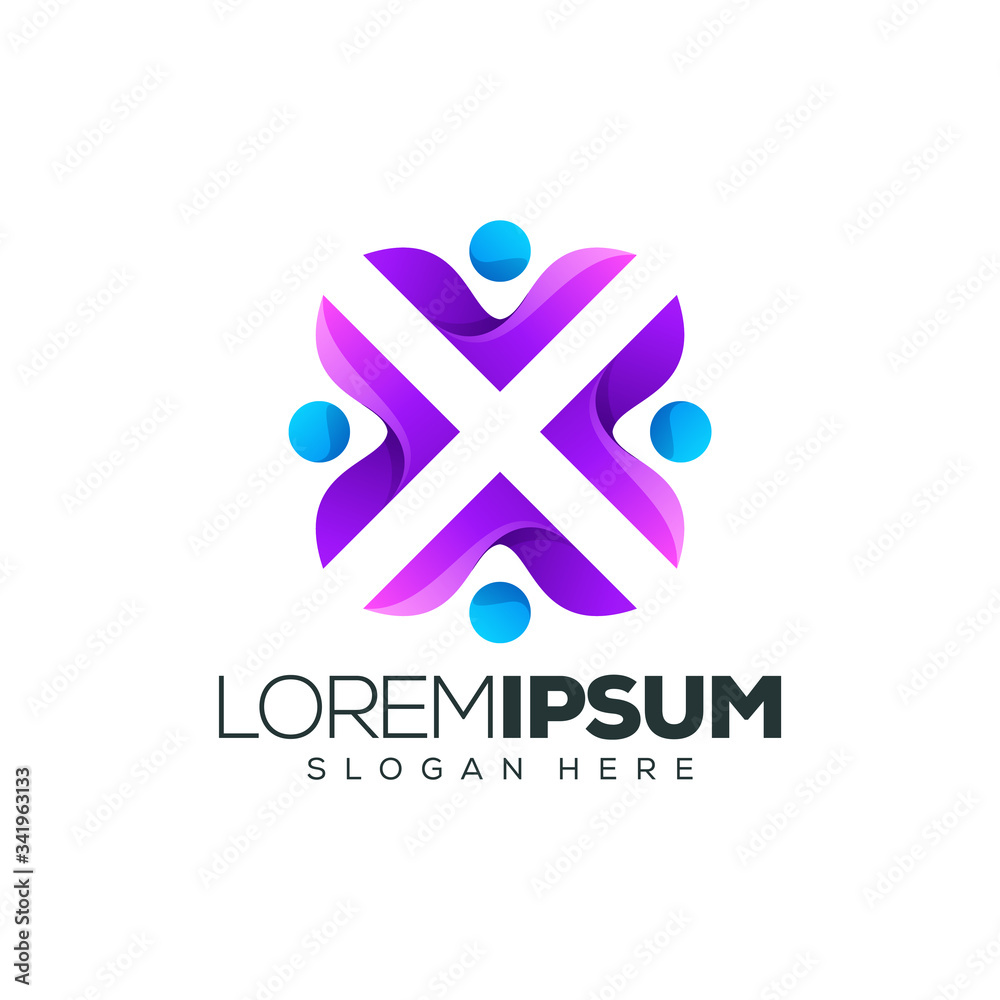 Obraz premium people logo design vector illustration