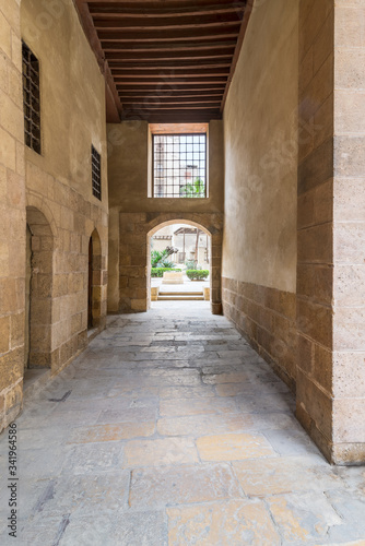 Stone bricks passage leading to the courtyard of historic Beit El Sehemy house located in Moez street, Gamalia district, Cairo, Egypt © Khaled El-Adawi