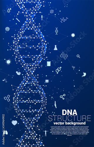 vector DNA genetic structure from dot connect line polygon with icon. background concept for biotechnology and biology scientific.