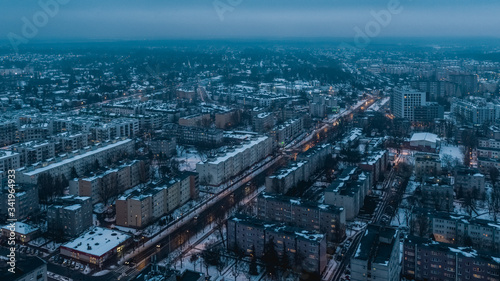 City by night  Winter in city  Europe  Poland  Mazovia