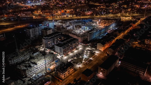 City by night, Building shopping center, Europe, Poland, Mazovia