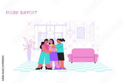 Friend Support Flat Illustration