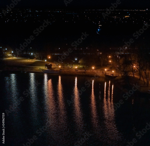 Park by night, Europe, Poland, Mazovia