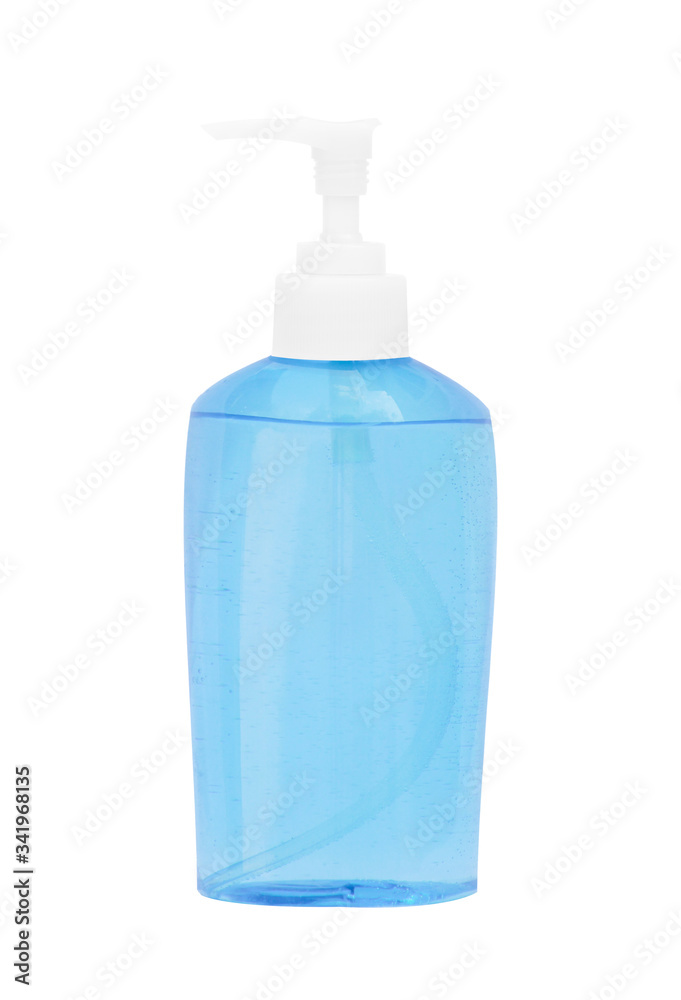 Hand sanitizer pump bottle, washing gel, alcohol gel on white background Hand sanitizer pump bottle, washing gel, alcohol gel on white background