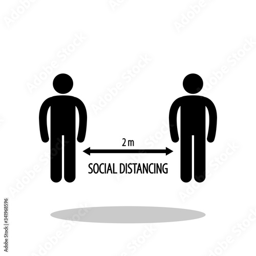 Social distancing icon in flat style. Preventive measures for Coronavirus symbol for your web site design, logo, app, UI Vector EPS 10.