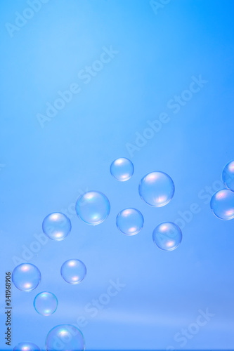 Set of water  soap  gas or air bubbles with reflection on transparent background.