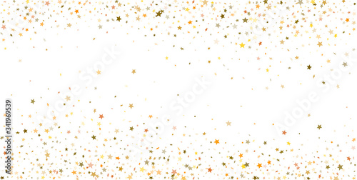Abstract background of falling christmas golden stars. Vector illustration.