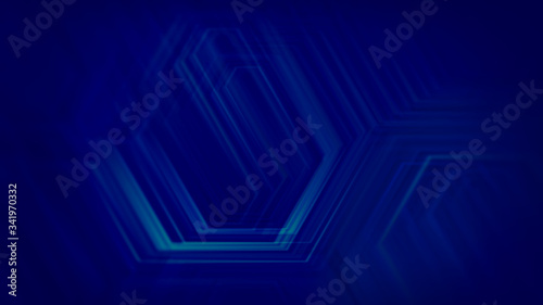 Dark blue background with abstract hexagonal lines.