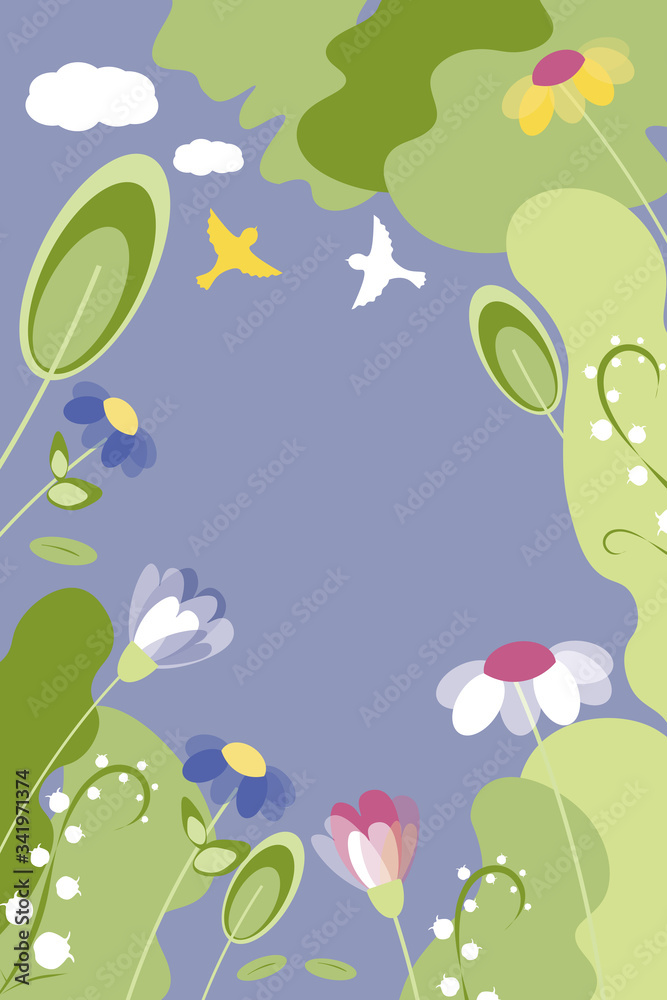 Spring Vector  backgrounds with copy space for text, social media stories wallpapers, banners, posters, templates . Bright posters on spring theme