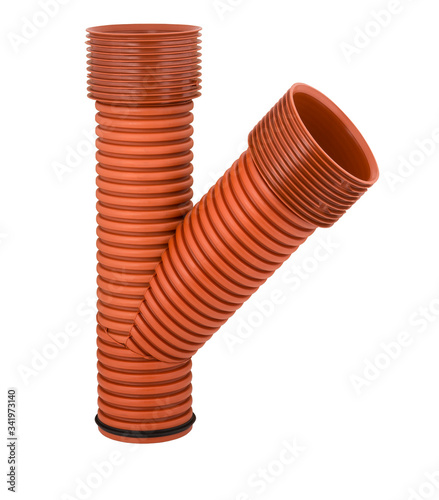 red plastic pipes