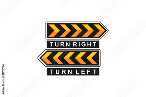 Turn right turn left sign vector template logo design