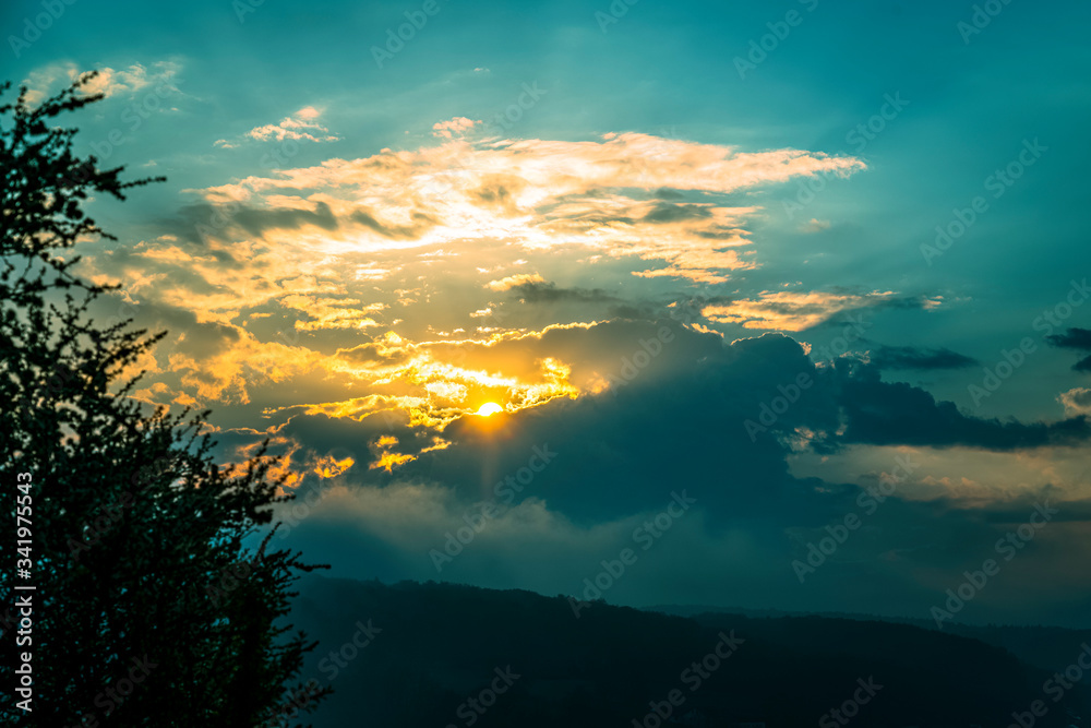 Fototapeta premium Sonnenaufgang Sonnenuntergang Wolken Himmel Sonne Nebel 