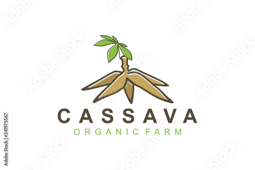 Organic farming cassava icon logo vector illustration.