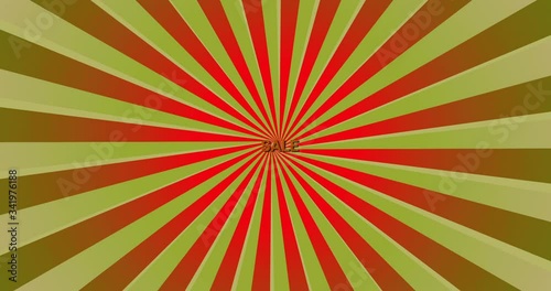 4K looped motion with colorful word SALE against sunburst background