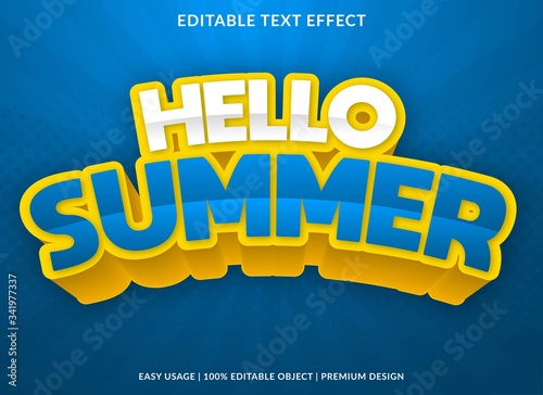 hello summer text effect abstract background template with bold style use for logo and banner headline
