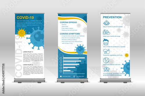 Corona virus covid-19 banner roll, design simple minimalist.