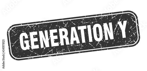 generation y stamp. generation y square grungy black sign