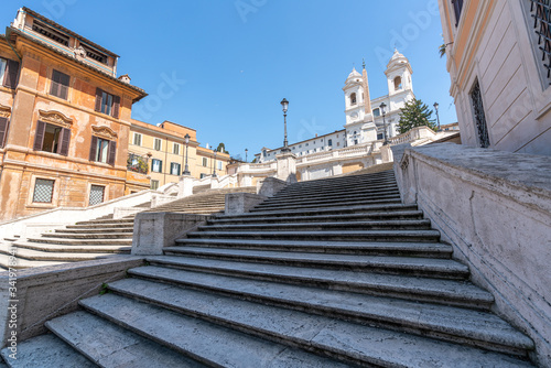 Piazza di Spagna in Rome appears like a ghost city during the covid-19 emergency lock down
