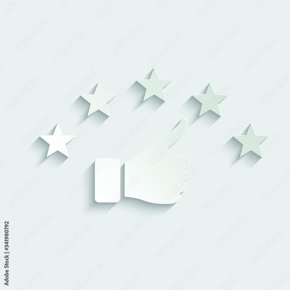 Paper feedback icon, five stars rating icon, quality rating icon vector Paper feedback icon, five stars rating icon, quality rating icon vector