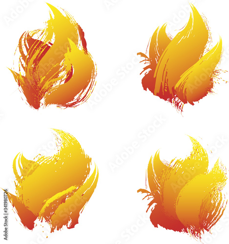 fire brushes, fire flames vector image