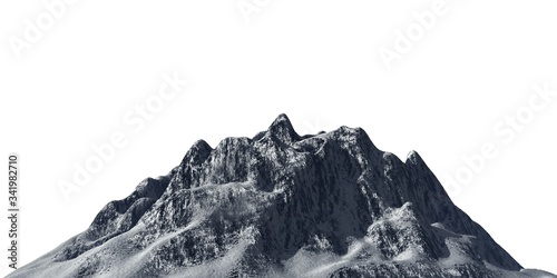 Fototapeta Naklejka Na Ścianę i Meble -  Snowy mountains Isolate on white background 3d illustration