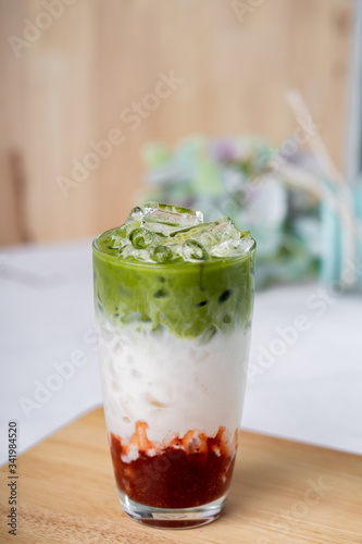 Strawberry matcha latte