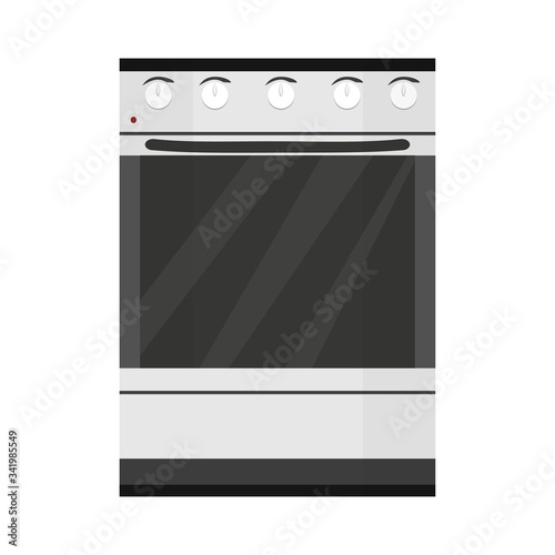 Kitchen stove, equipment for cooking isolated on white background stock vector illustration. Flat style, graphic object in light colours.