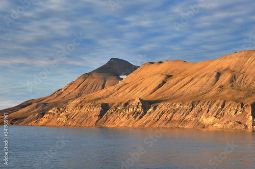 Mountain landscape of the Svalbard archipelago.