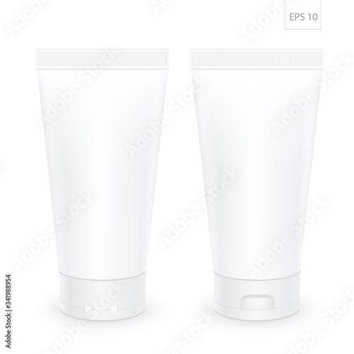 Blank White cosmetic tube pack Of Cream Or Gel. Ready for your package design. isolated on white background