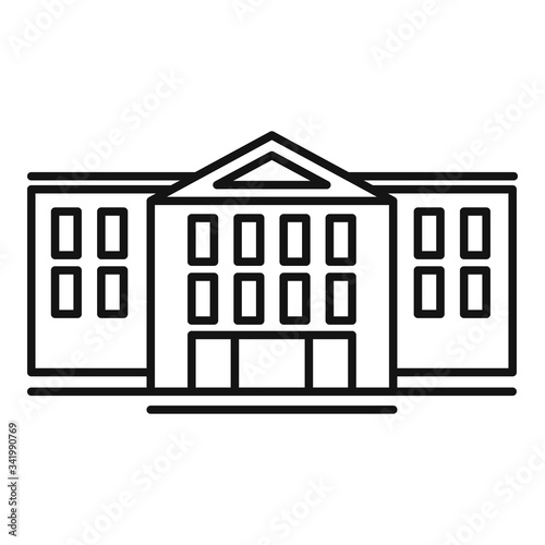 Front exhibition center icon. Outline front exhibition center vector icon for web design isolated on white background
