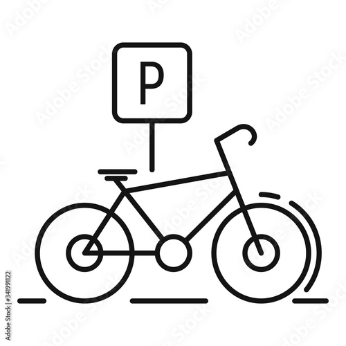 Bike parking icon. Outline bike parking vector icon for web design isolated on white background