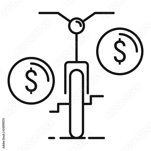 Rent bike icon. Outline rent bike vector icon for web design isolated on white background