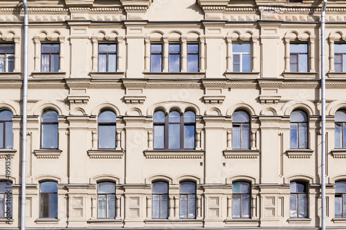 Vintage architecture classical facade in Pseudo-Russian style. Front view. © orininskaya