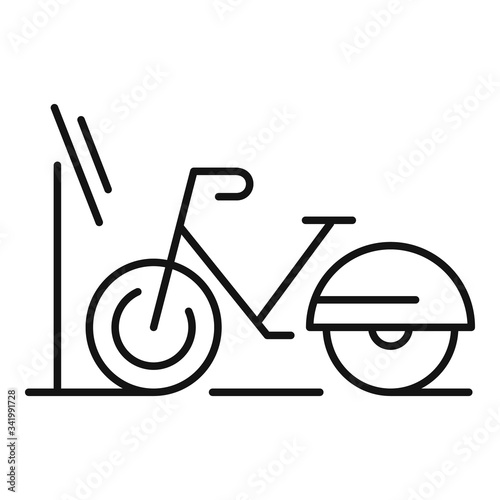 Modern bike rent icon. Outline modern bike rent vector icon for web design isolated on white background