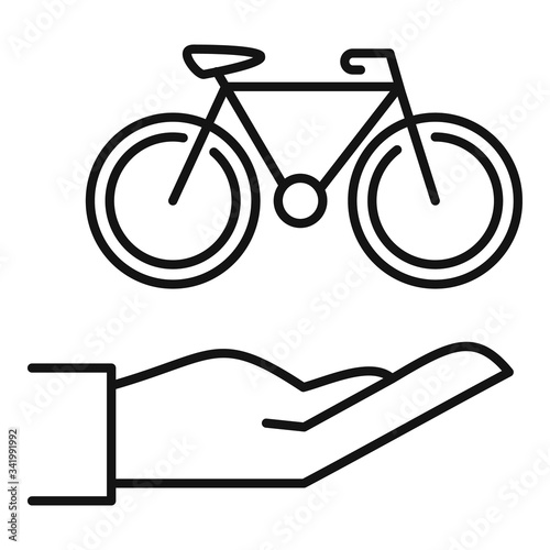 Keep rent bike icon. Outline keep rent bike vector icon for web design isolated on white background