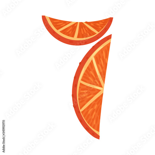Number Arrranged From Orange Isolated on White Background Vector Illustration