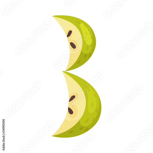Number Arrranged From Apple Fruit Isolated on White Background Vector Illustration