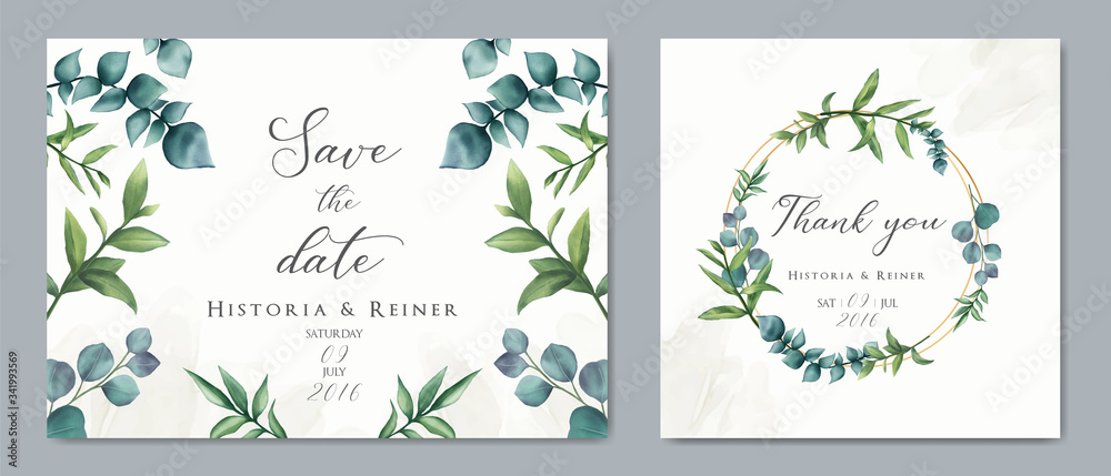 Hand drawn floral wedding invitation card