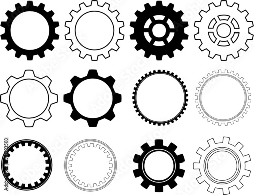 Outline set of Cogwheel vector icons for web design isolated on white background. Gears