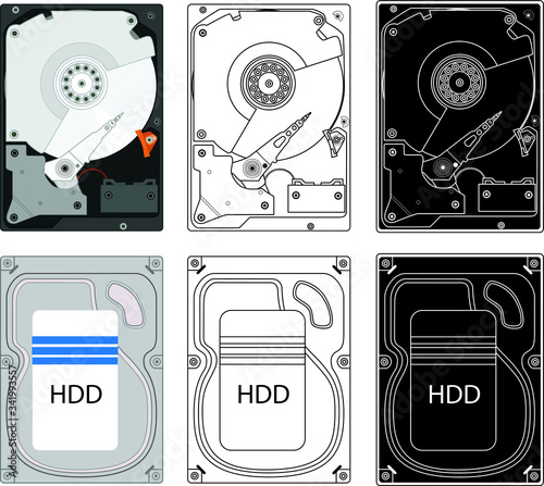 Set of HDD vector icons for web design isolated on white background