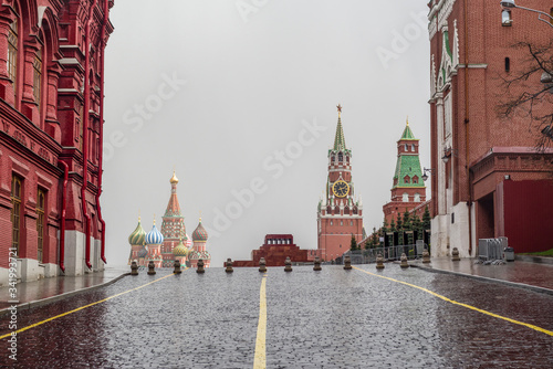 Moscow, Russia, April 5, 2020. Coronavirus Quarantine, Covid-19 in Moscow Empty Red Square photo