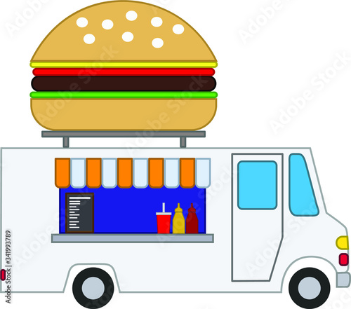 Street food truck icon for web design isolated on white background