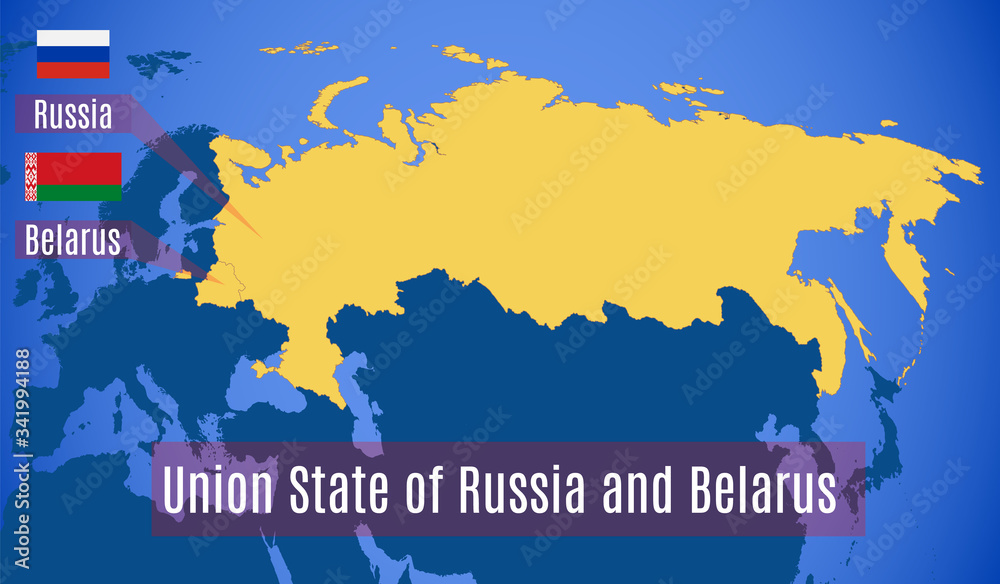 Obraz premium Vector map of the Union State of Russia and Belarus